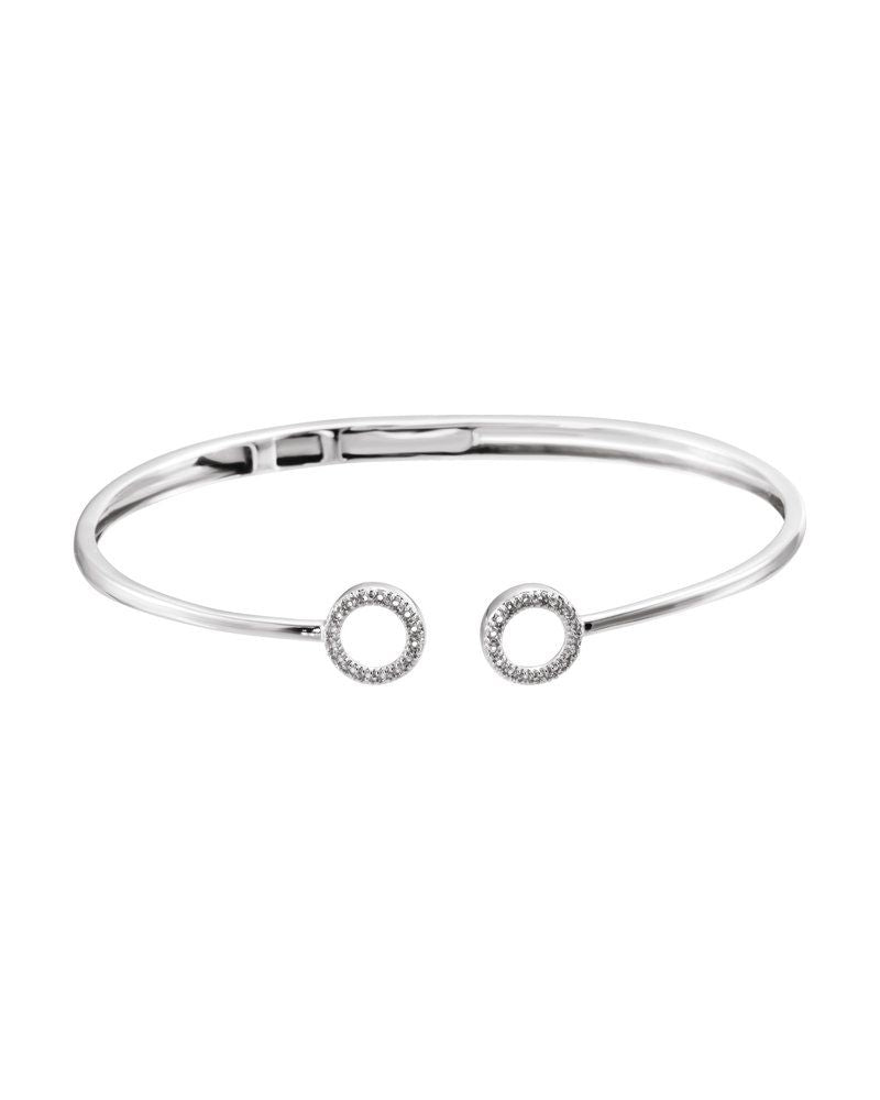 Bracelete Círculo com Dobradiça em Ouro 14k com Diamantes Naturais