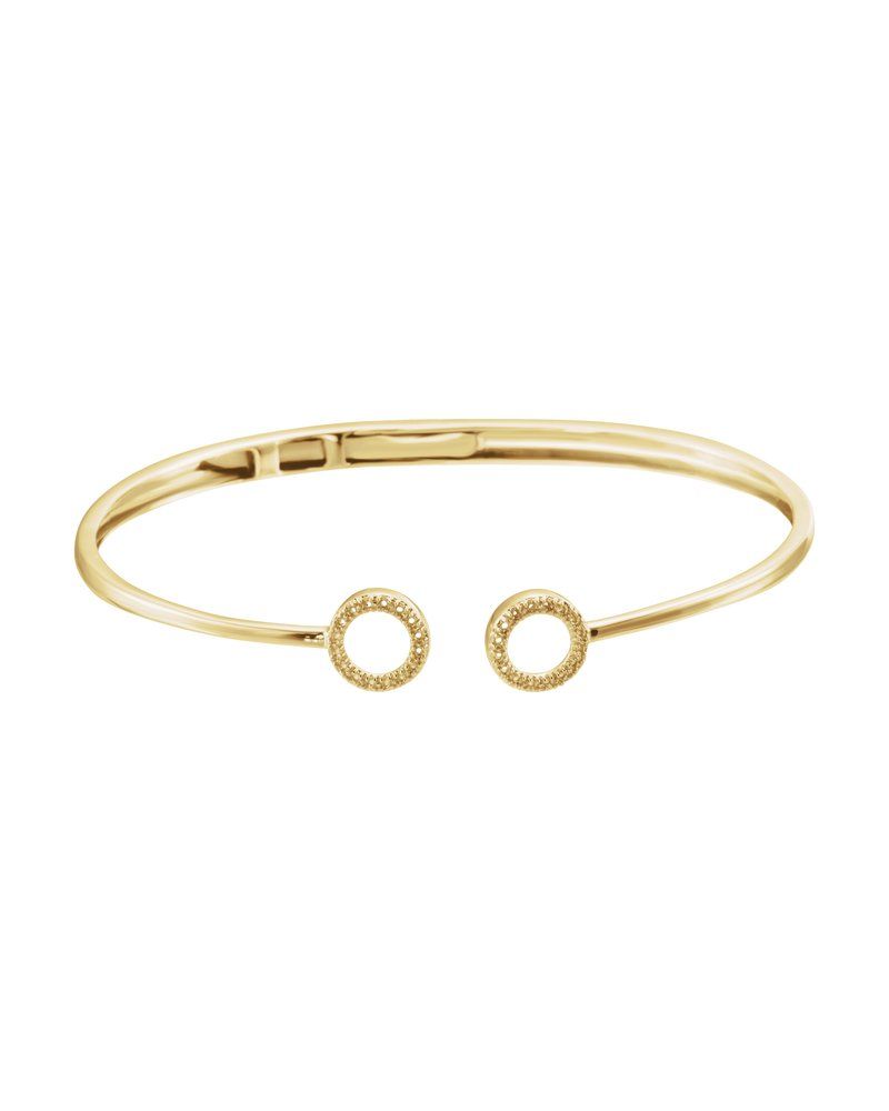 Bracelete Círculo com Dobradiça em Ouro 14k com Diamantes Naturais