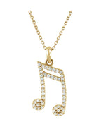 Colar Nota Musical em Ouro 14k com Diamantes Naturais