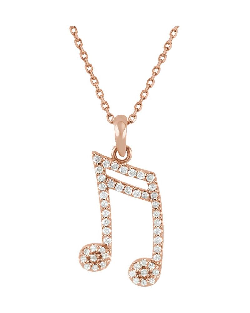 Colar Nota Musical em Ouro 14k com Diamantes Naturais
