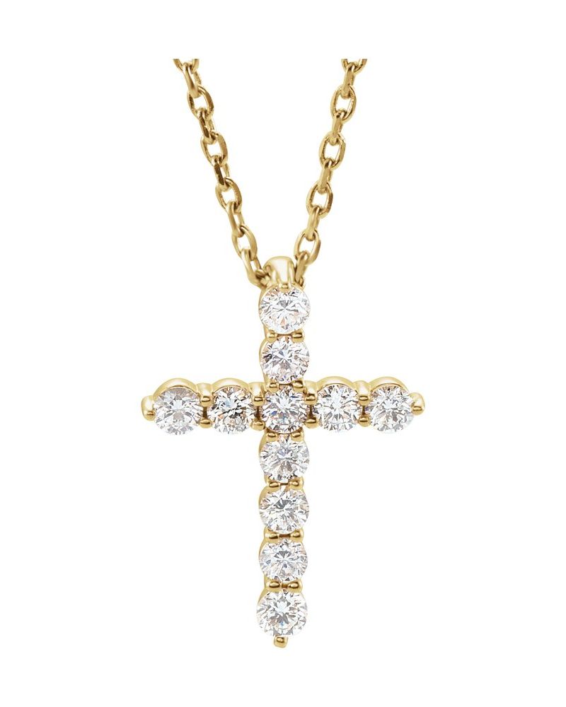 Colar Cruz Cravejado em Ouro 14k com Diamantes de Laboratório