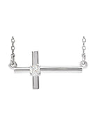 Colar Cruz Horizontal em Ouro 14k com Diamantes de Laboratório – Modelo 2