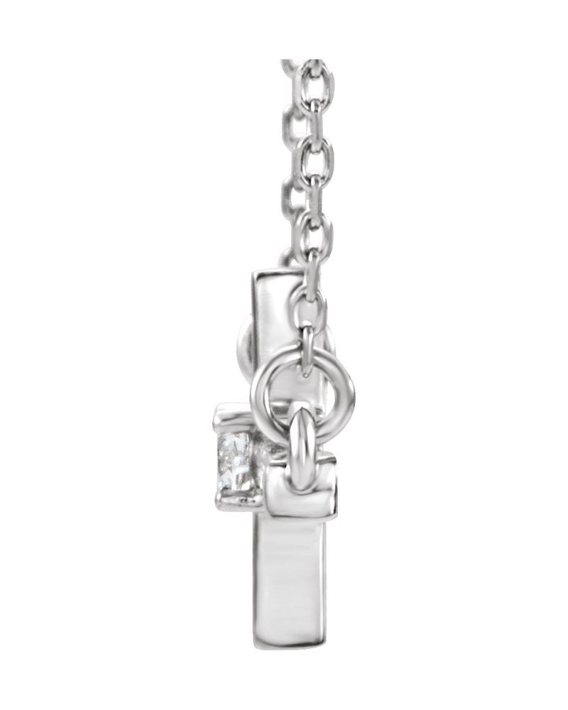Colar Cruz Horizontal em Ouro 14k com Diamantes de Laboratório – Modelo 2