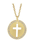 Colar Vazado Cruz Cravejado em Ouro 14k com Diamantes Naturais