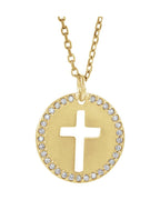 Colar Vazado Cruz Cravejado em Ouro 14k com Diamantes Naturais
