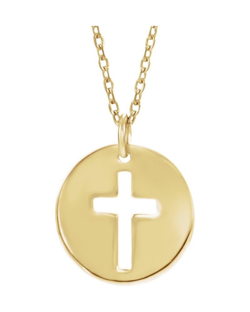 Colar Vazado Cruz Cravejado em Ouro 14k com Diamantes Naturais