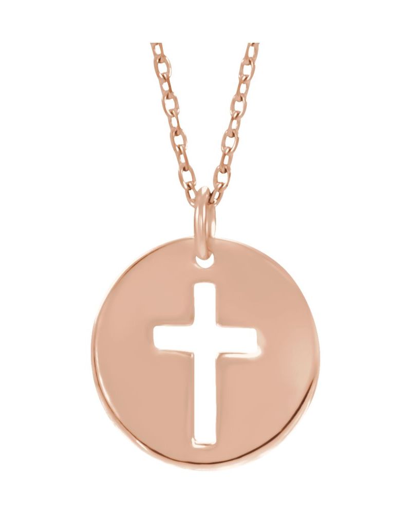Colar Vazado Cruz Cravejado em Ouro 14k com Diamantes Naturais