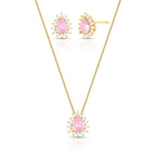 Conjunto Brinco e Colar com Cristal de Gota e Zircônias
