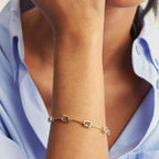 Pulseira Folheada a Ouro com Pedras Retangulares Intercaladas