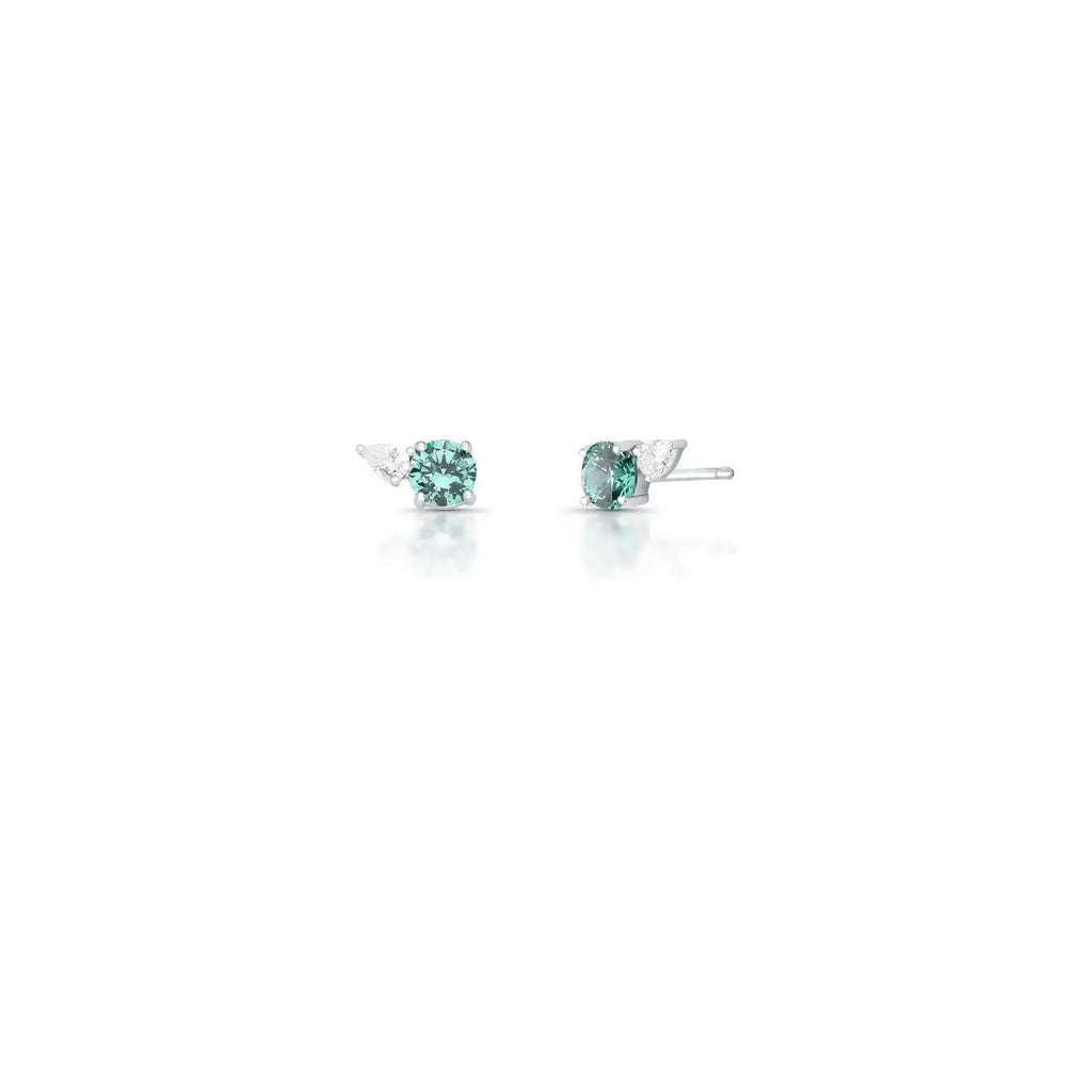 Brinco de Prata 925 com Cristal de Gota e Redondo