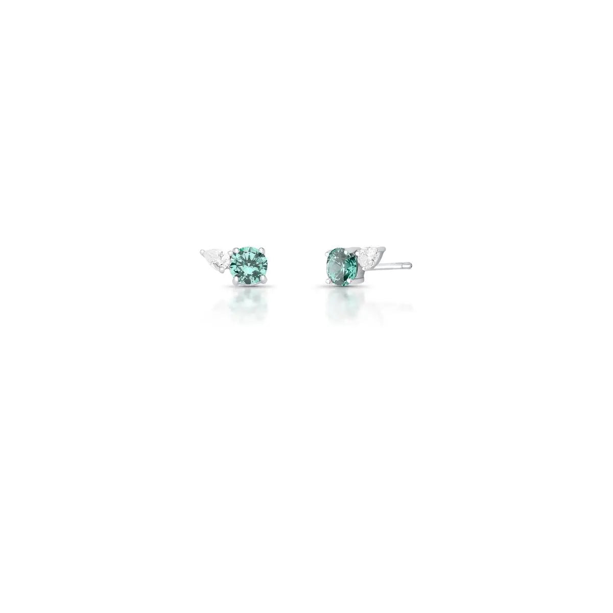 Brinco de Prata 925 com Cristal de Gota e Redondo