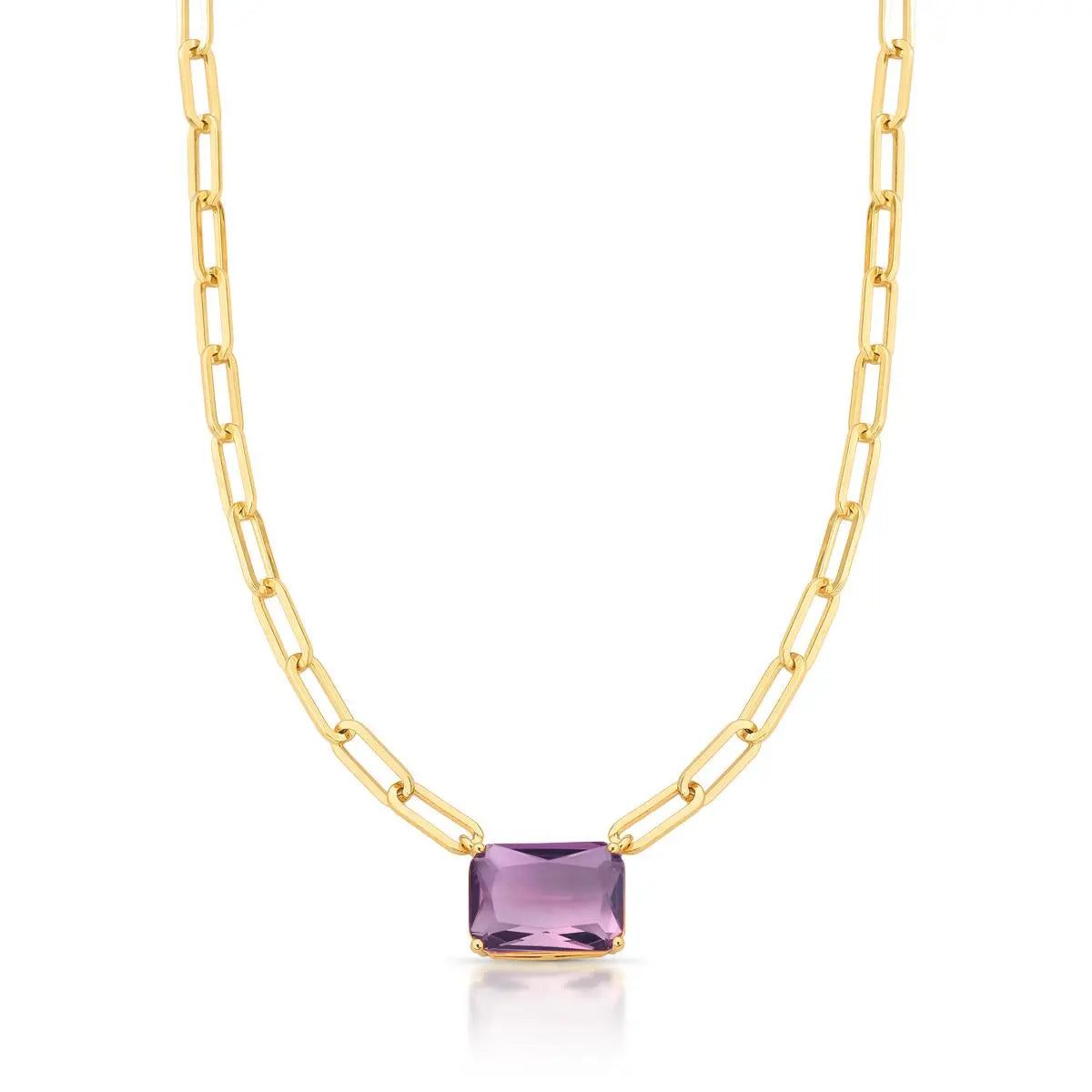 Colar Folheado a Ouro com Cristal Retangular