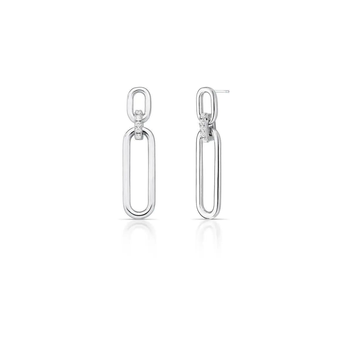 Brinco de Prata 925 Retangular e Zircônia