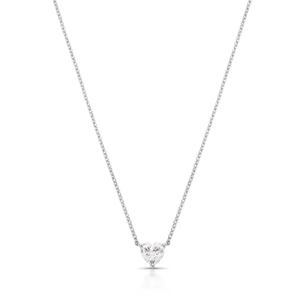 Colar de Prata 925 de Coração com Pedra Moissanite 6x6mm