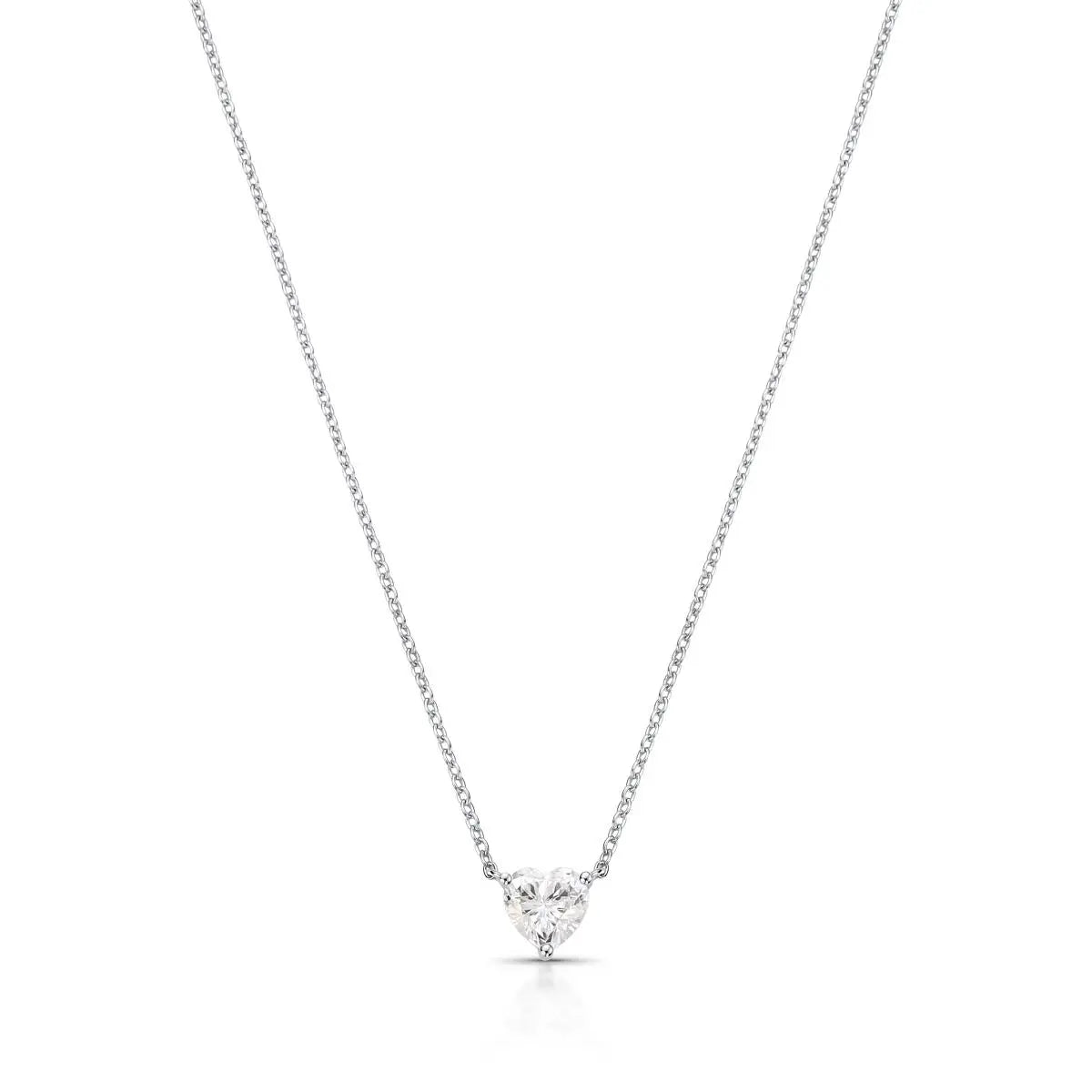 Colar de Prata 925 de Coração com Pedra Moissanite 6x6mm