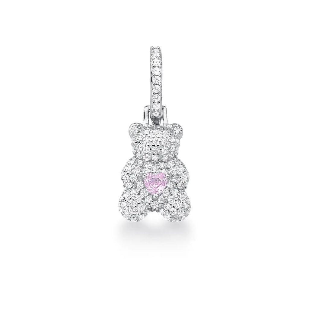 Pingente de Prata 925 de Urso Cravejado de Zircônias