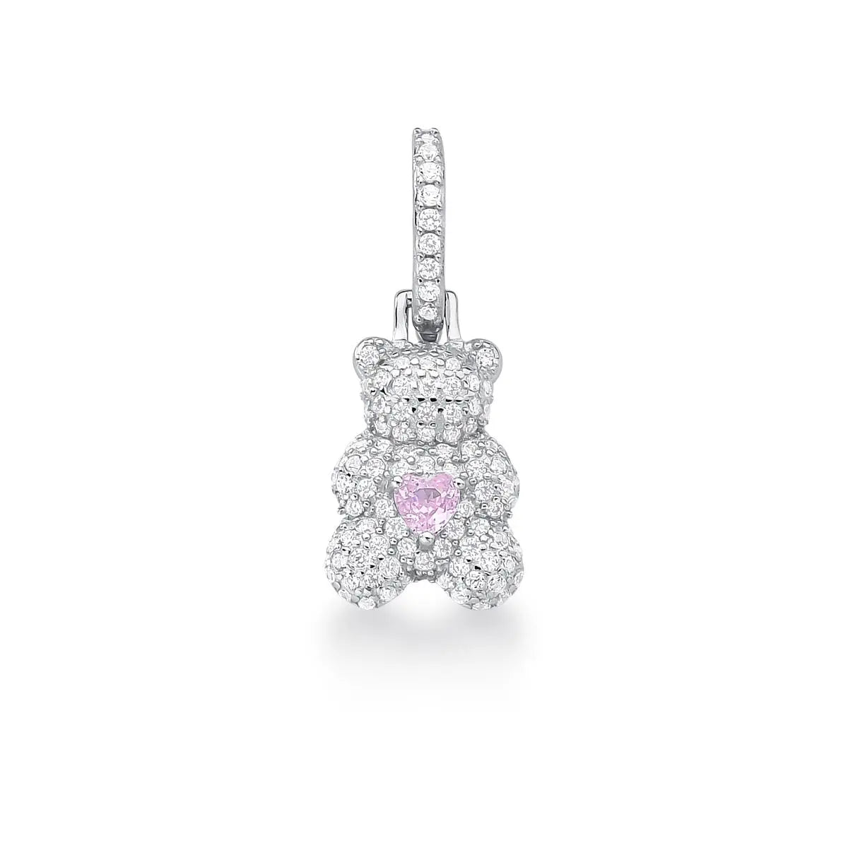 Pingente de Prata 925 de Urso Cravejado de Zircônias