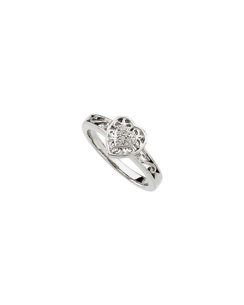 Anel Coração Filigrana em Ouro 14k com Diamantes Naturais