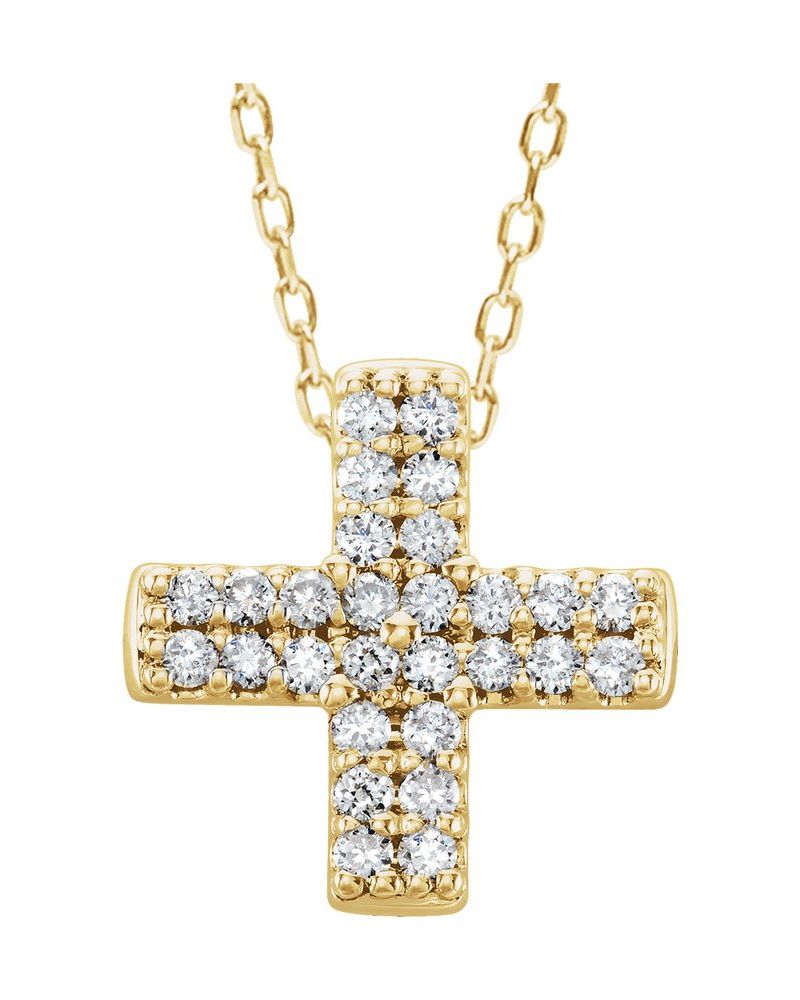 Colar Cruz em Ouro 14k com Diamantes Naturais – Modelo 8