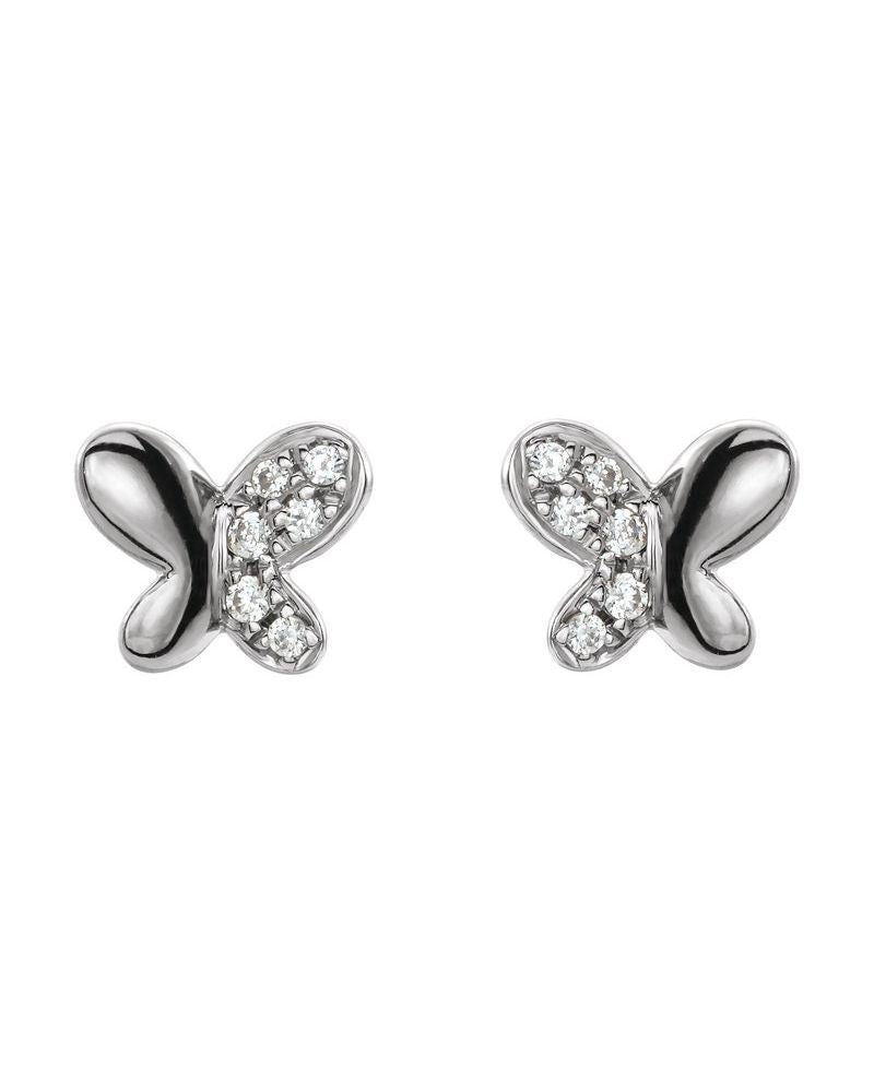 Brinco Borboleta Infantil em Ouro 14k com Diamantes Naturais – Modelo 2