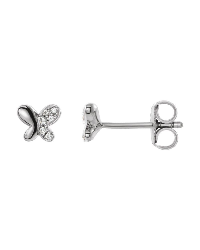Brinco Borboleta Infantil em Ouro 14k com Diamantes Naturais – Modelo 2