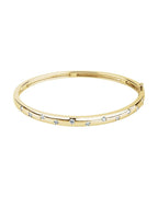 Bracelete Rígido com Dobradiça Cravejado em Ouro 14k com Diamantes de Laboratório – Modelo 2