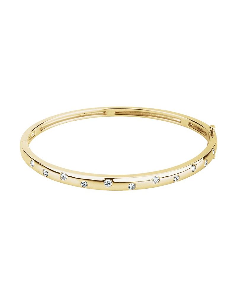 Bracelete Rígido com Dobradiça Cravejado em Ouro 14k com Diamantes de Laboratório – Modelo 2