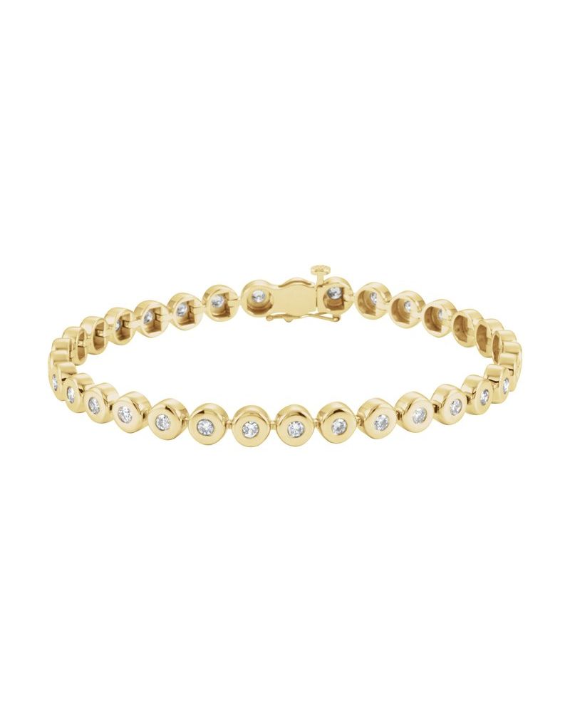 Pulseira Riviera com Cravação Bezel em Ouro 14k com Diamantes Naturais – Modelo 4