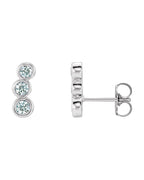 Brinco Ear Climber Três Pedras em Ouro 14k com Diamantes Naturais