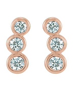 Brinco Ear Climber Três Pedras em Ouro 14k com Diamantes Naturais