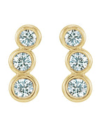 Brinco Ear Climber Três Pedras em Ouro 14k com Diamantes Naturais
