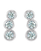 Brinco Ear Climber Três Pedras em Ouro 14k com Diamantes Naturais