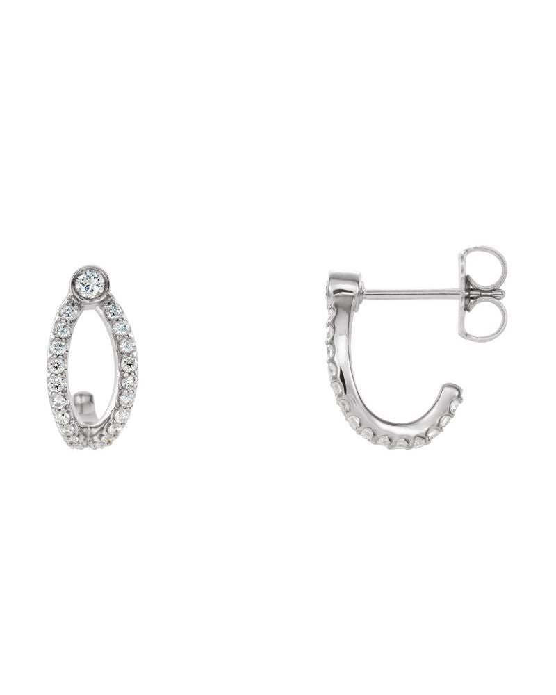 Brinco Meia Argola Cravejado em Ouro 14k com Diamantes Naturais – Modelo 4