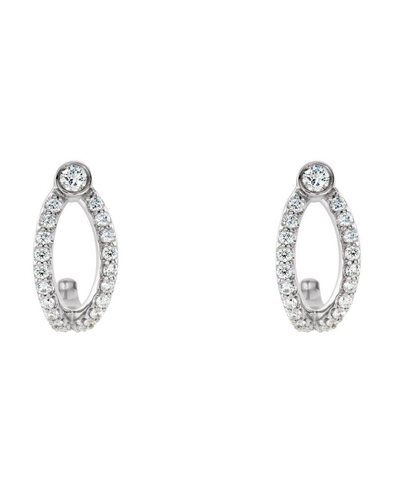 Brinco Meia Argola Cravejado em Ouro 14k com Diamantes Naturais – Modelo 4