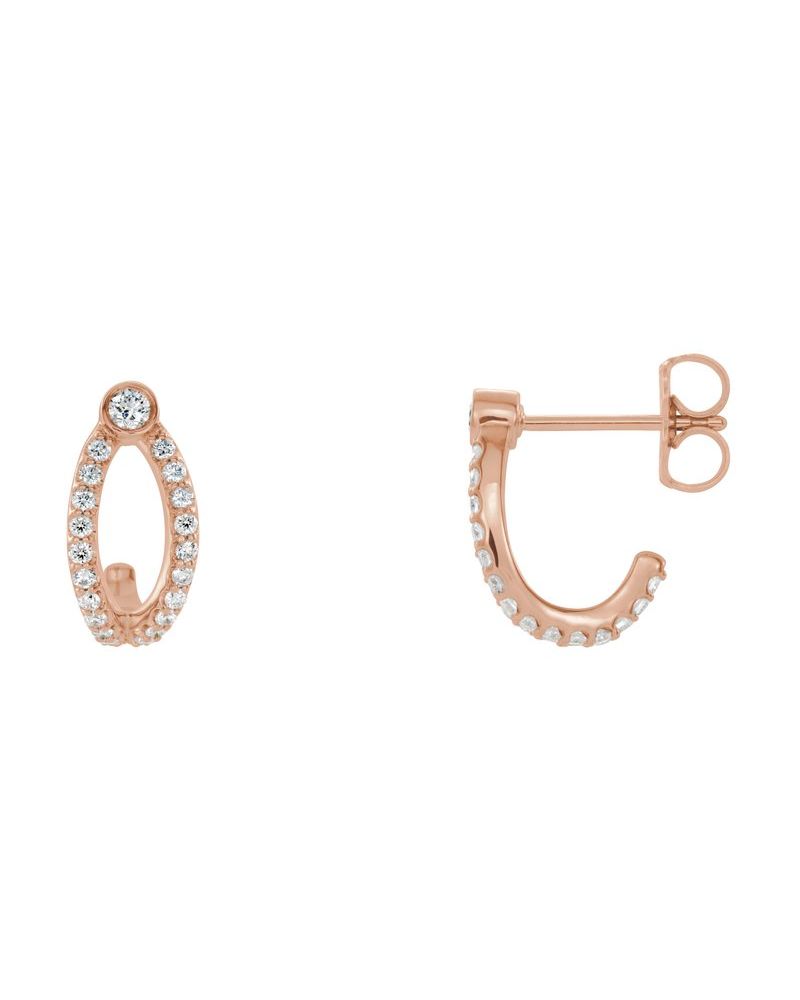 Brinco Meia Argola Cravejado em Ouro 14k com Diamantes Naturais – Modelo 4