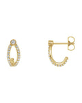 Brinco Meia Argola Cravejado em Ouro 14k com Diamantes Naturais – Modelo 4