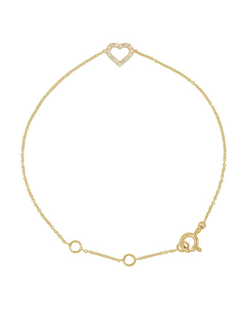 Pulseira Coração em Ouro 14k com Diamantes Naturais