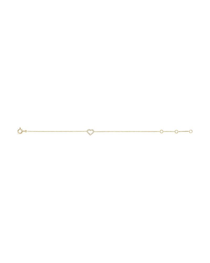 Pulseira Coração em Ouro 14k com Diamantes Naturais