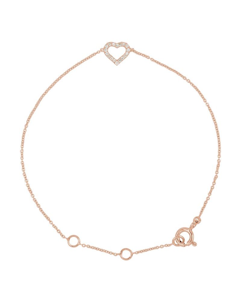 Pulseira Coração em Ouro 14k com Diamantes Naturais