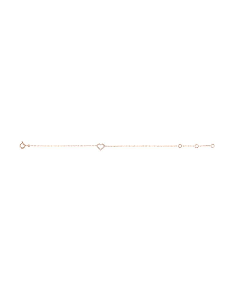 Pulseira Coração em Ouro 14k com Diamantes Naturais