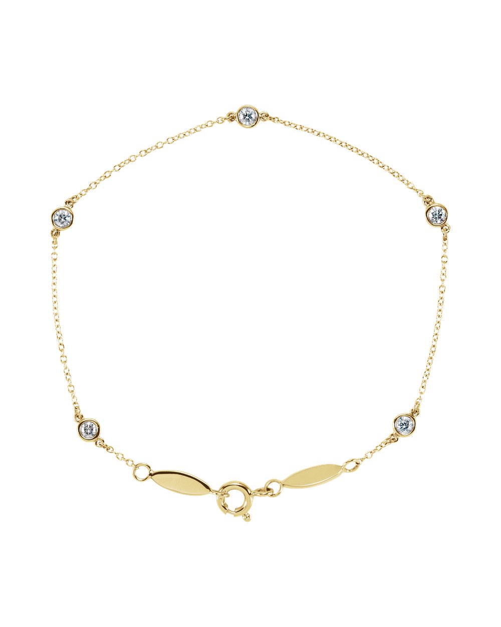 Pulseira Cinco Pontos de Luz em Ouro 14k com Diamantes de Laboratório
