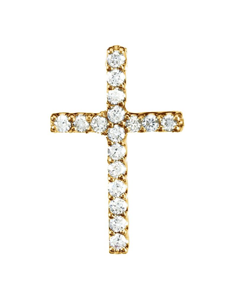 Pingente Cruz Delicado em Ouro 14k com Diamantes de Laboratório – Modelo 2