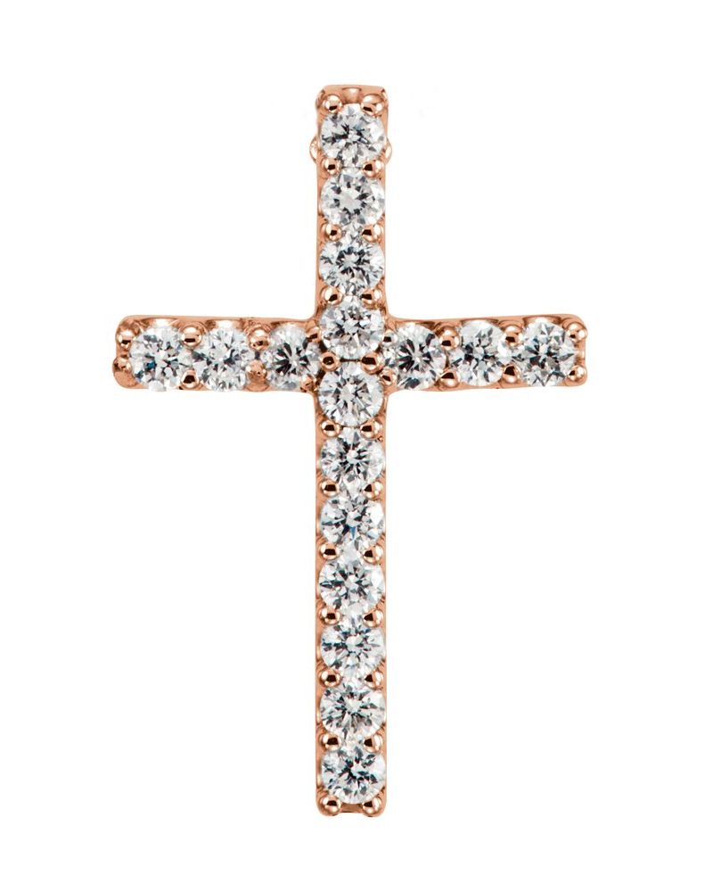 Pingente Cruz Delicado em Ouro 14k com Diamantes de Laboratório – Modelo 2