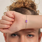 Pulseira Folheada a Ródio com Cristal Retangular