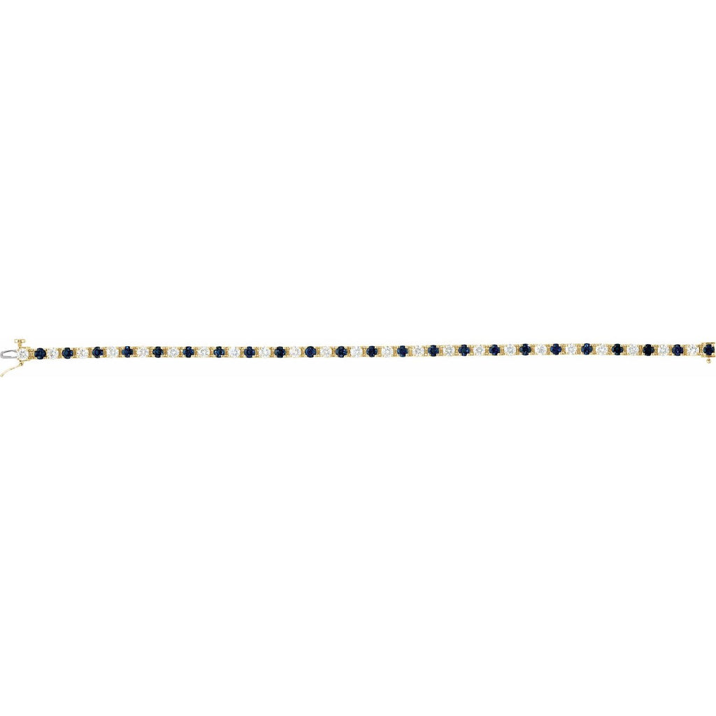 Pulseira riviera safira – Ouro Branco 14k