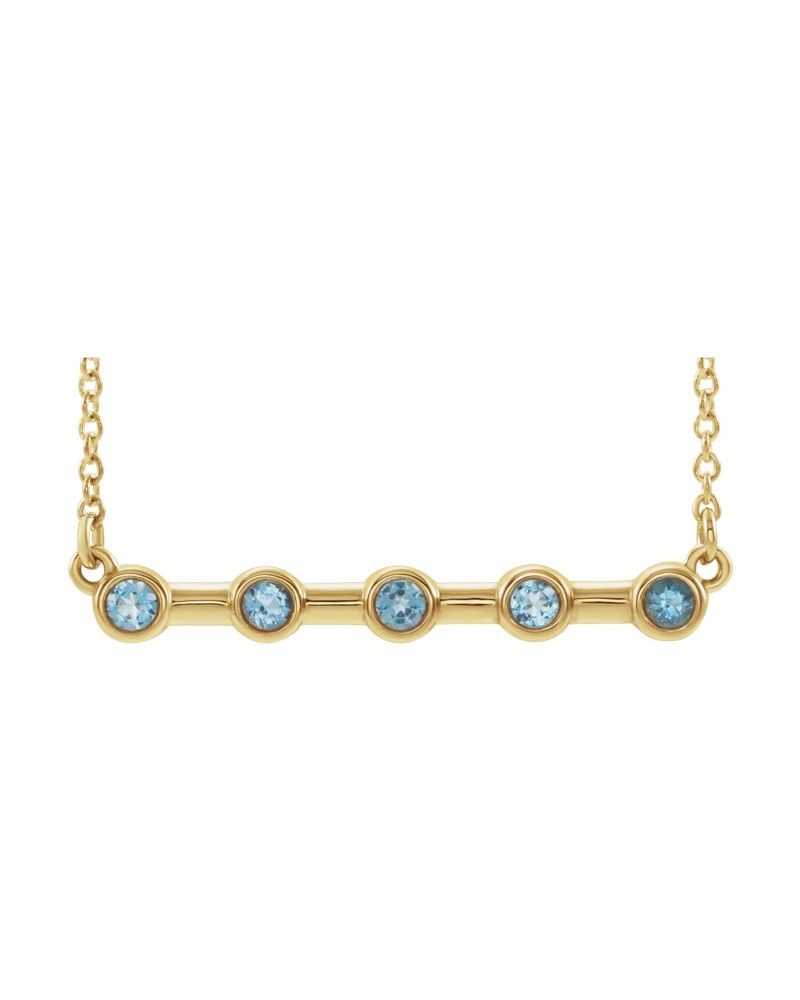 Colar Barra com Cravação Bezel em Ouro 14k com Diamantes de Laboratório – Modelo 2
