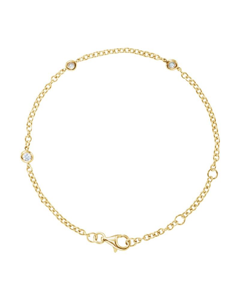 Pulseira Estações com Cravação Bezel em Ouro 14k com Diamantes Naturais – Modelo 2