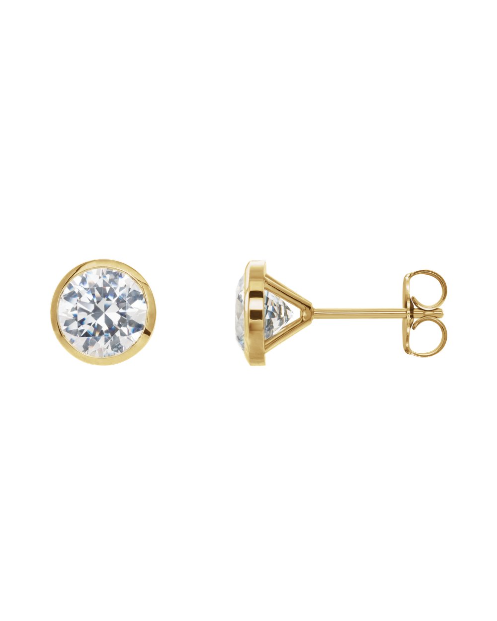 Brinco Ponto de Luz em Ouro 14k com Diamantes de Laboratório – Aro Liso