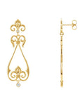 Brinco Flor-de-lis em Ouro 14k com Diamantes Naturais – Modelo 2