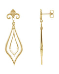 Brinco Flor-de-lis em Ouro 14k com Diamantes Naturais – Modelo 3
